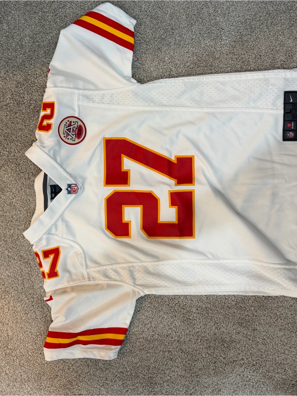 Nike Kids White NFL Jersey with Red and Gold #27
